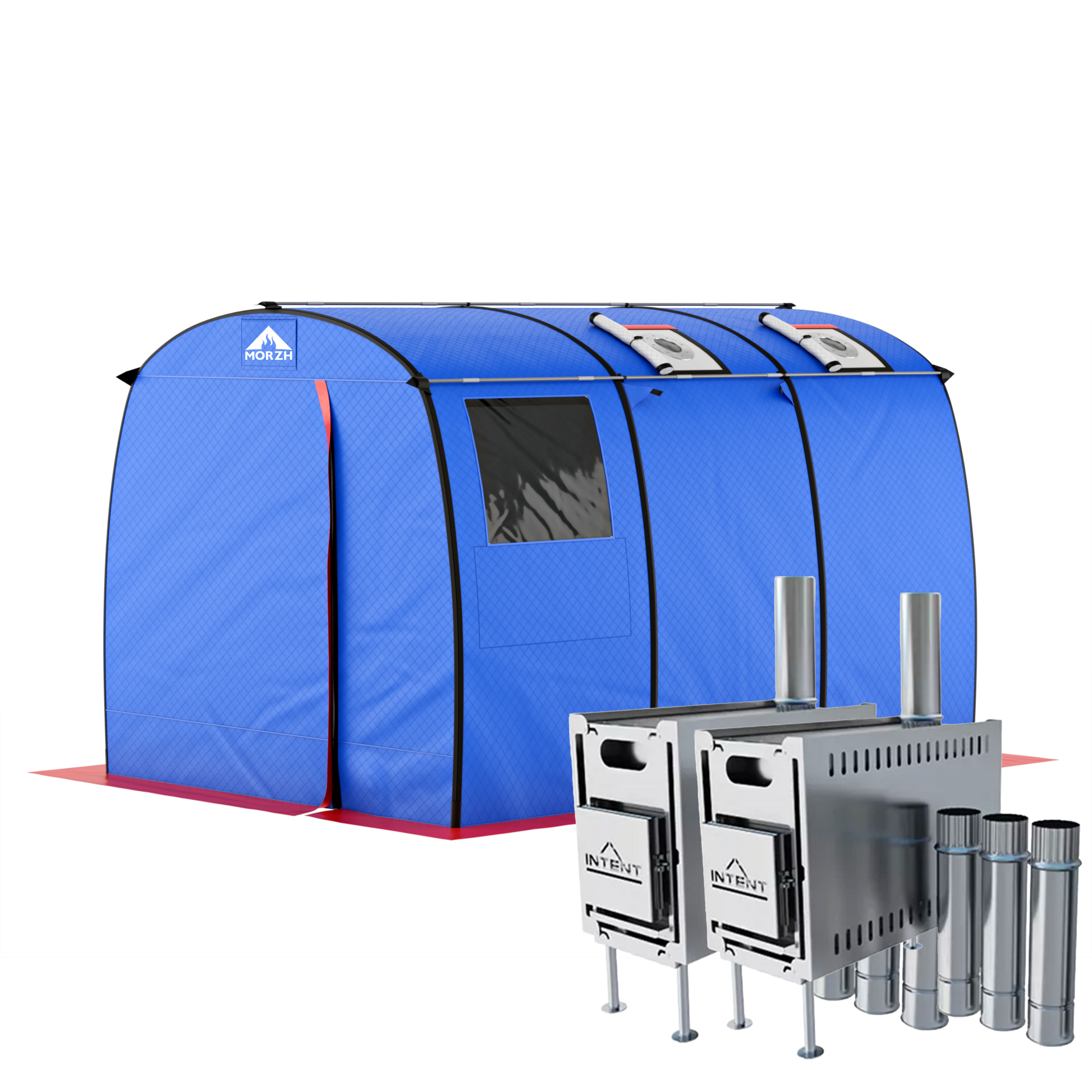 ストーブ付きテントサウナ新品 3層式テントサウナ MORZH MAX(モルジュ マックス) ストーブ2